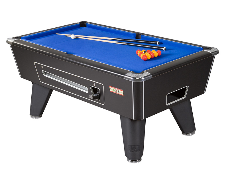 Supreme Winner Black Pool Table with Blue Cloth